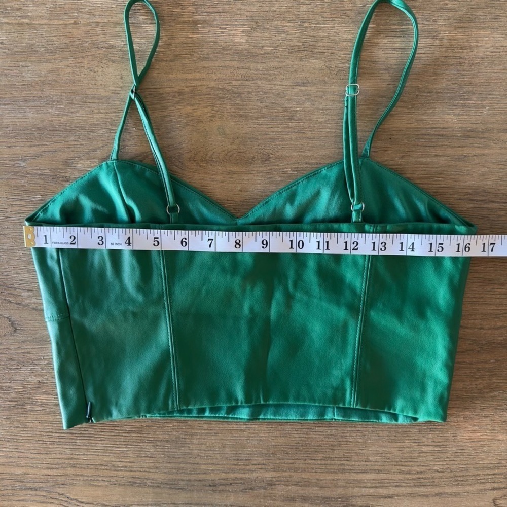Sans Souci Faux Leather Bralette Crop Top-Emerald Green-Women's Size Med-RRP $78 - Picture 6 of 12